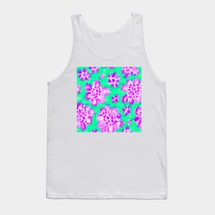 Purple daisies on green watercolor seamless pattern Tank Top